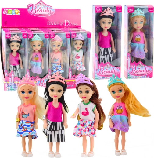 Mini doll princess with crown colorful dress 14 cm