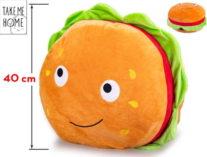 Plush hamburger with a cheerful face Take Me Home