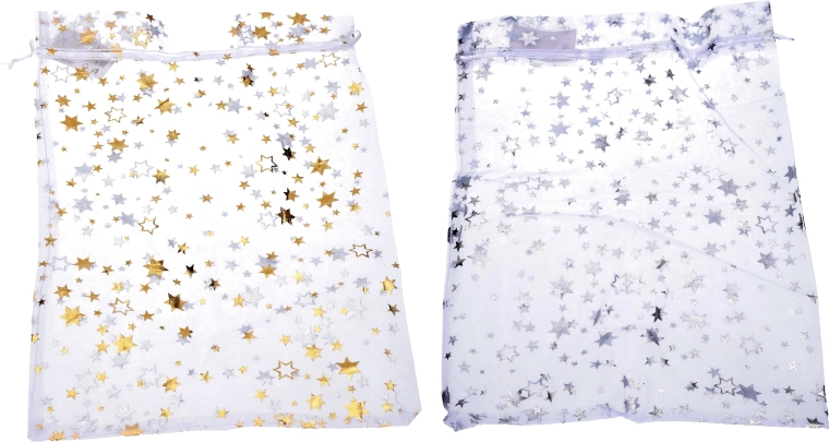 Pochette en organza avec étoiles 17 × 23 cm – emballage cadeau de Noël