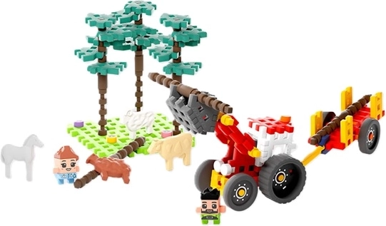 Forest clearing, trees and a trailer for equipment