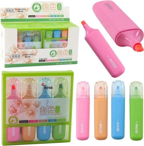 Set gekleurde markeerstiften met dubbele punt, 4 stuks