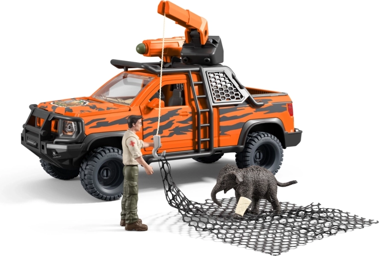 Schleich Wild Life avontuurlijke reddingsvoertuig voor in de jungle met olifantenkalf