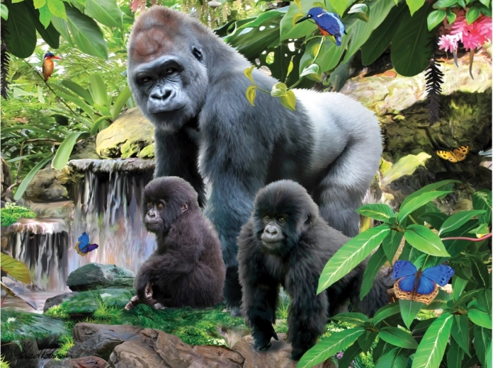 Prachtige illustratie van gorilla’s in de jungle