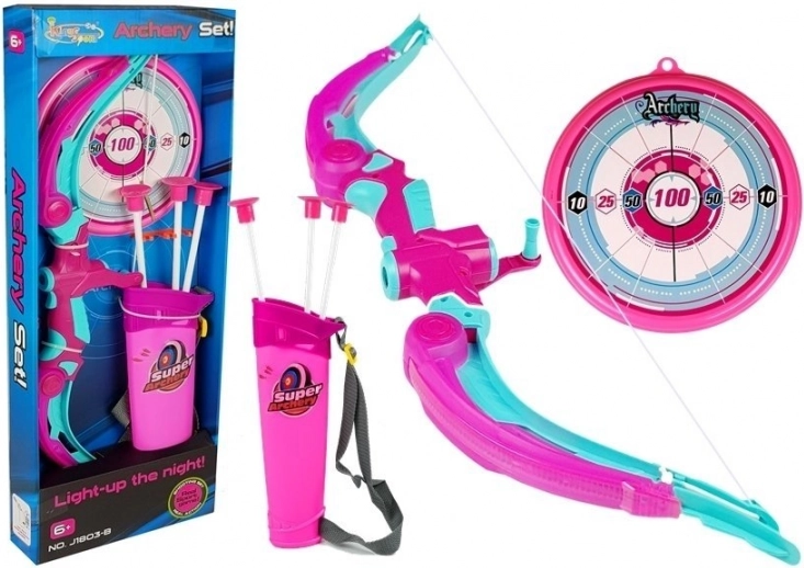 Bow with shield + 3 suction-cup arrows pink
