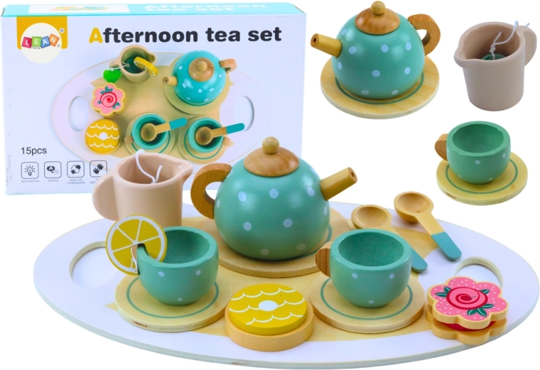 Houten thee- en koffieservies voor kinderen (15-delig)