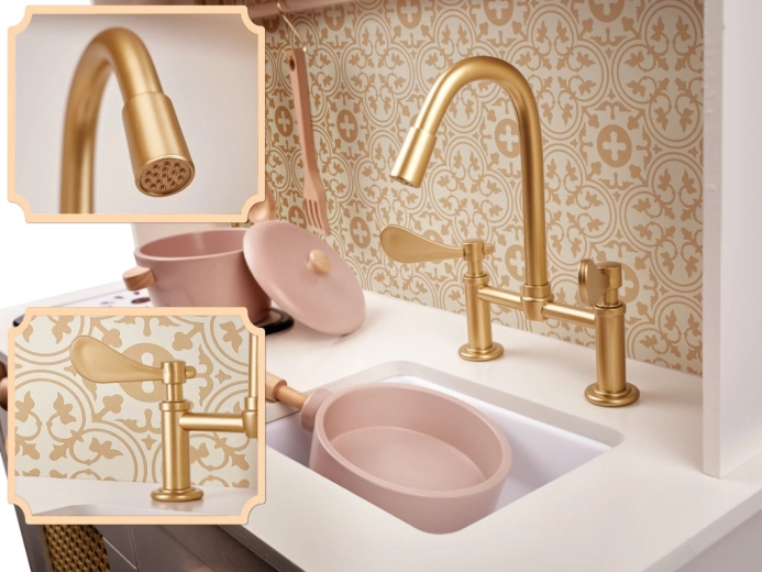 Elegant sink and gold faucet
