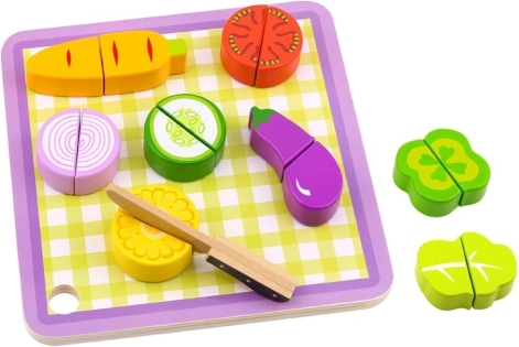 Tooky Toy légumes en bois sur planche à découper