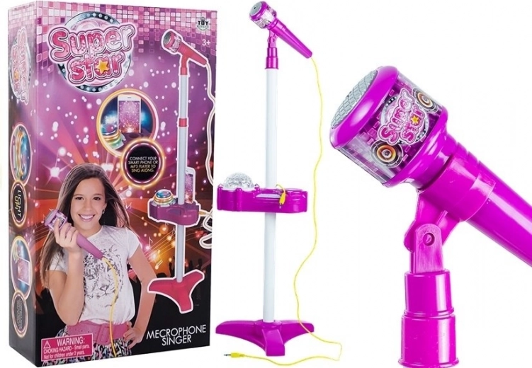 Kinder microfoon op statief met projector en MP3-aansluiting