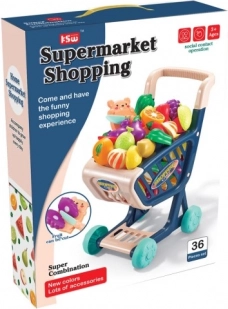 Kids’ Shopping Cart with Food and Cutting Accessories