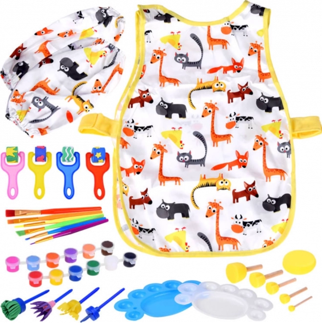 Schilderset voor kinderen met kleurrijk schort