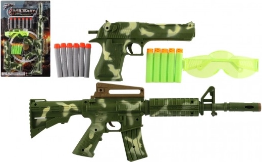 Plastic pistool en geweer met schuimkogels en veiligheidsbril
