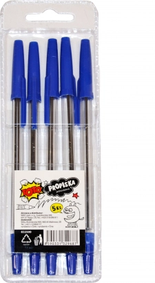 Set Einweg-Kugelschreiber 5 Stk – blaue Tinte