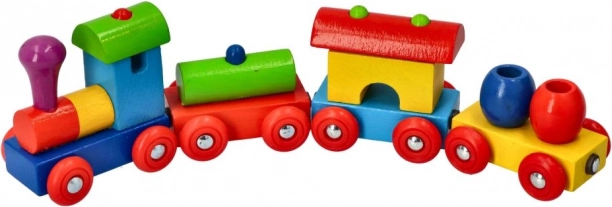 Goki colorful wooden train with magnetic wagons
