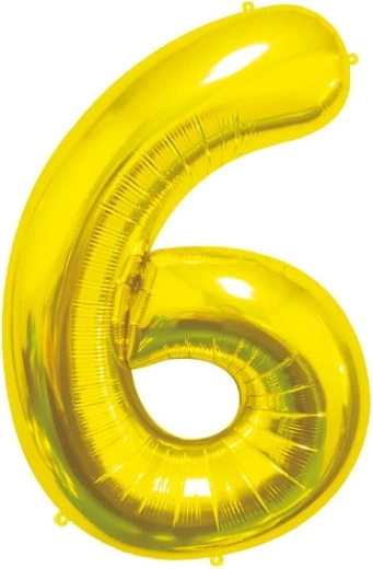 Foil Balloon Number 6, Gold 85 cm