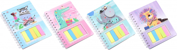 Bloc-notes avec animaux 12,1 × 18,5 cm, 60 feuilles + autocollants