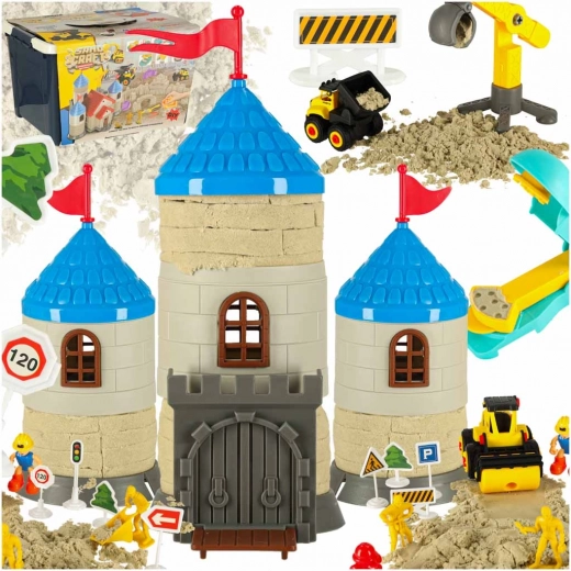 Creative Sand Set for Children 1100g - Castle, Vehicles, Molds and Figures
