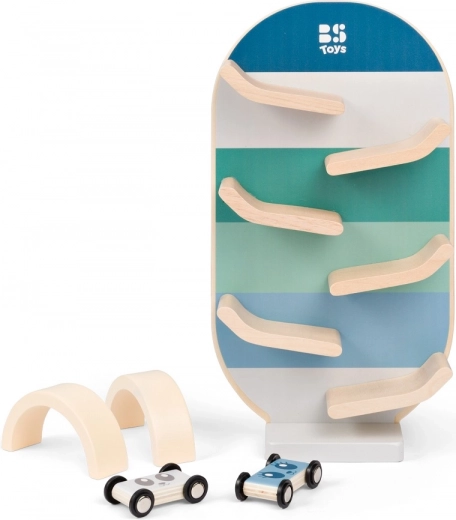 circuit de voitures en bois avec petites voitures et arches