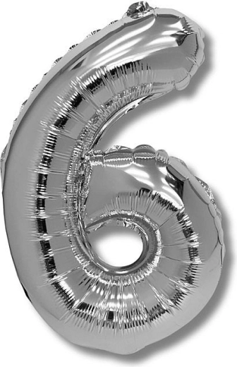 Foil balloon number 6 silver 40 cm