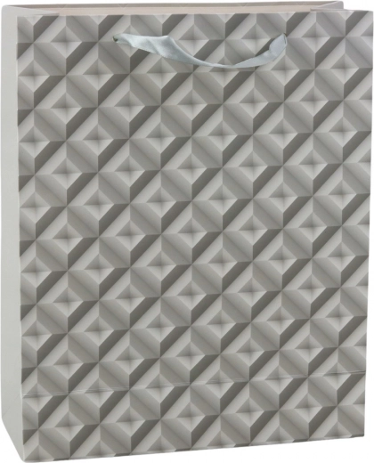 Geschenktasche mit 3D-geometrischem Effekt Grau 32 x 26 x 10,5 cm