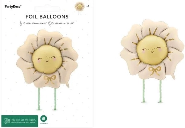 Foil walking balloon flower light beige 104 × 104 cm