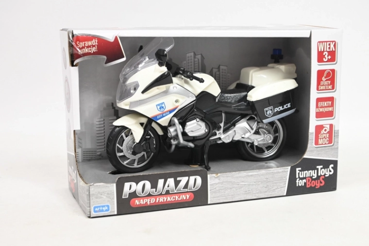 Police motorcycle with friction drive, lights and sound