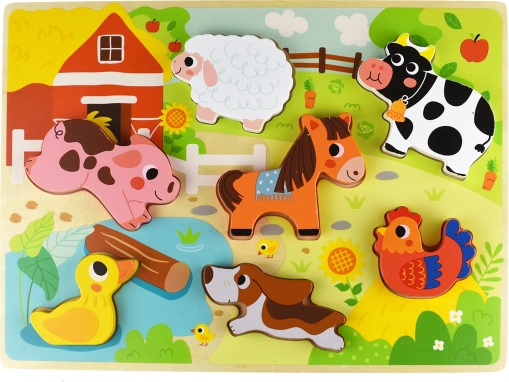Puzzle d'encastrement Montessori en bois Ferme TOOKY TOY