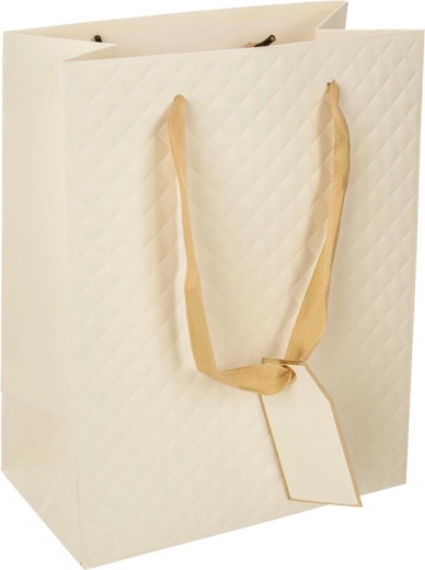 Cadeaupapieren tas Quilt beige 18 × 10 × 23 cm