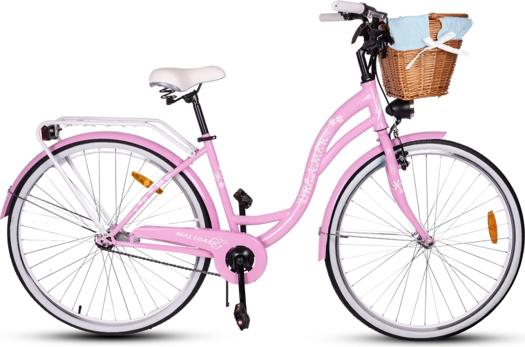 stadsfiets 28" MalTrack SS Milk Pink + Blue