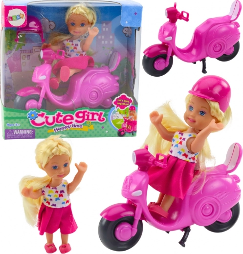 Mini doll with pink scooter and helmet