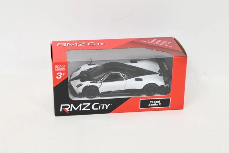 Die-cast RMZ Pagani Zonda R model, white, 1:39, pull-back