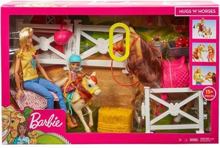 Écurie Barbie avec chevaux, poupées Barbie et Chelsea et accessoires