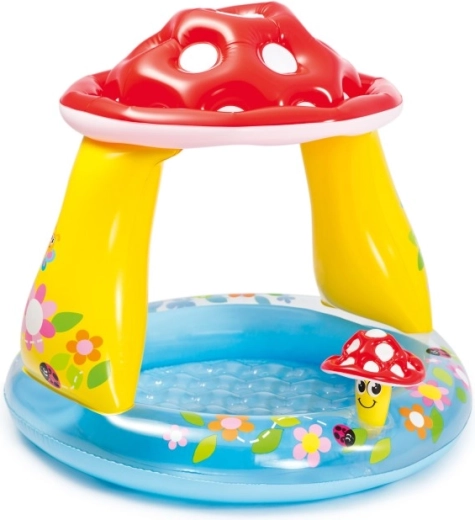 Inflatable Children's Pool with Mushroom Shaped Canopy