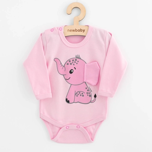 Body bébé à manches longues New Baby Happy Elephant rose 80
