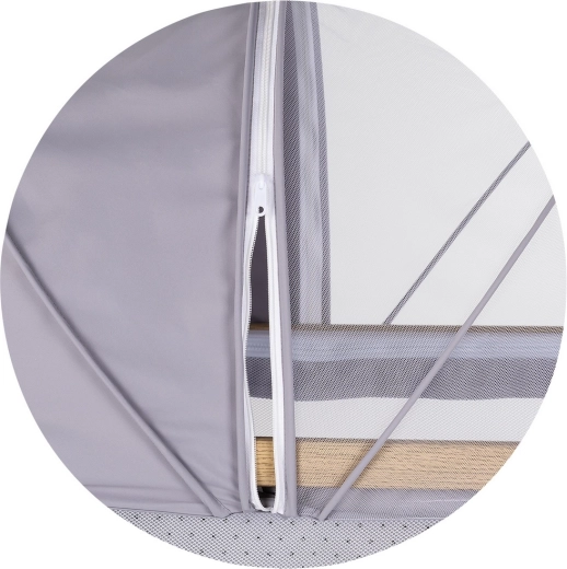Breathable sides and zippered mosquito net