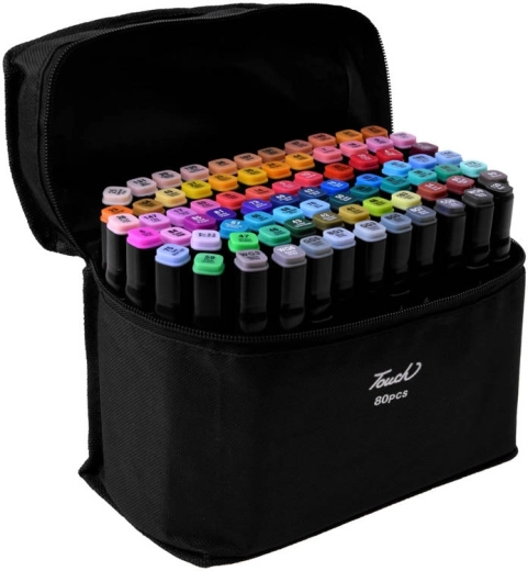 PROTONE Dual-Tip Alcohol Markers, Set of 80 Colors with Case