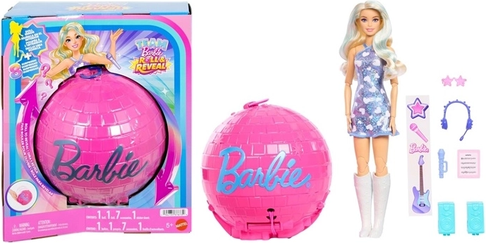 Barbie Team Roll and Reveal Popstar – doll in a surprise ball