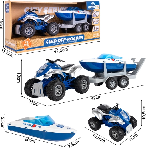 Set de police – quad et bateau à moteur 1:16