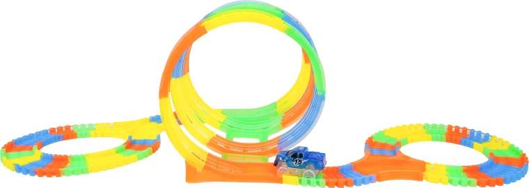 Glowing track and LED car