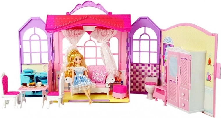 Folding dollhouse with opening walls