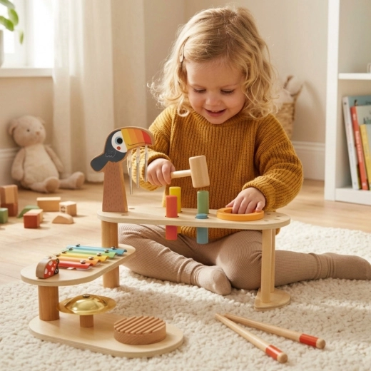 Hammer bench for motor skills and coordination