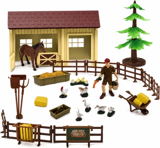 Barn, fence and animals for farm play