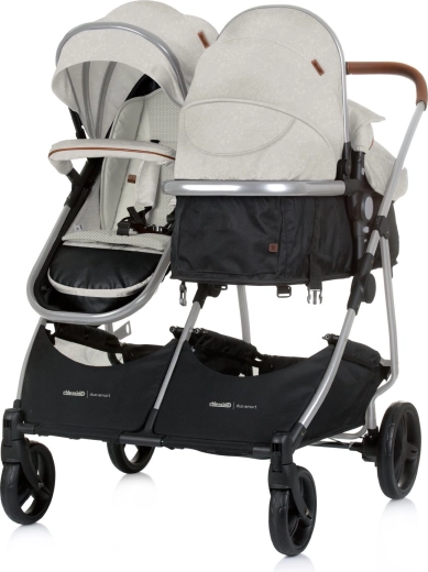 Chipolino kinderwagen voor tweelingen en broertjes/zusjes 2-in-1 Duo Smart biscotta