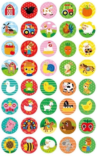 160 autocollants sur le thème de la ferme