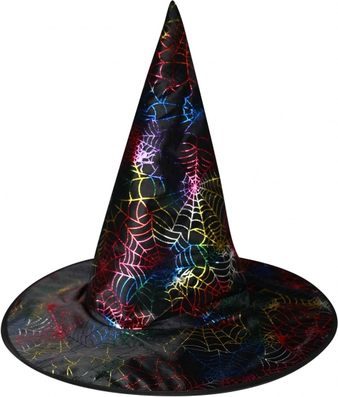 Witch hat with spiderweb print for adults