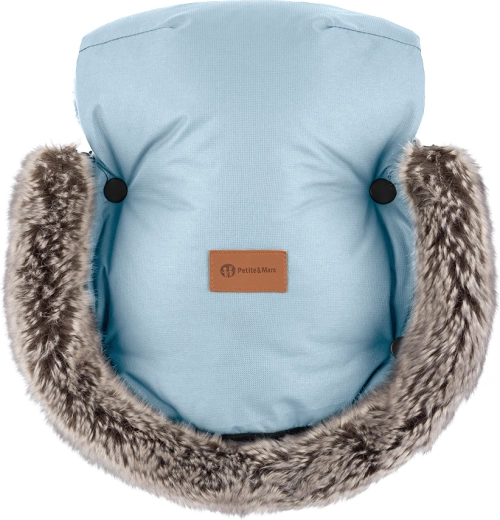 Warm hands on the stroller handle