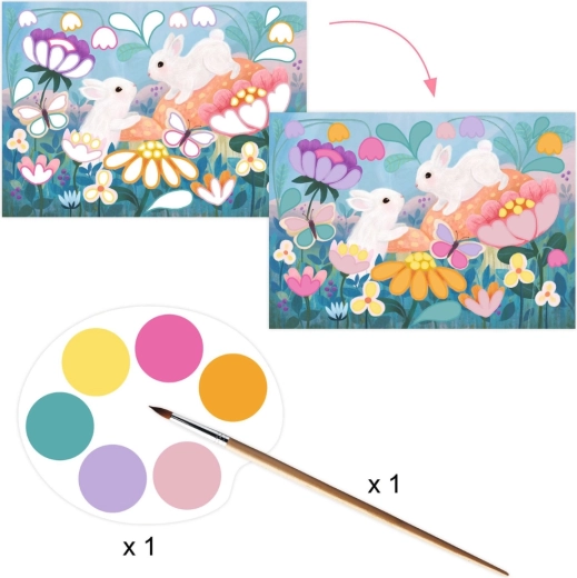 Peinture avec couleurs pastel et pinceau fin