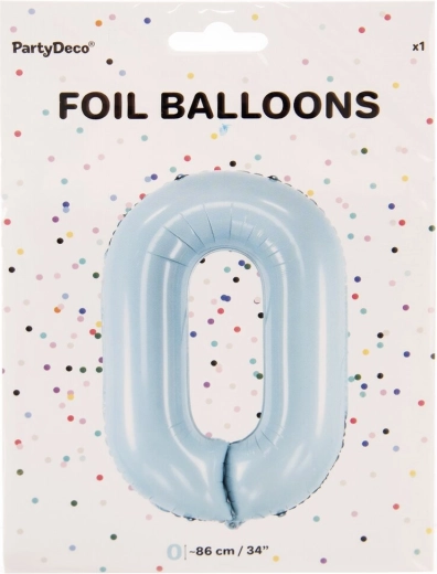 Blue foil balloon number 0, 86 cm