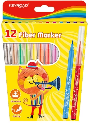 Feutres lavables KEYROAD, set de 12 couleurs