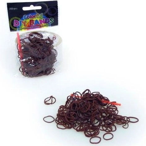 Set of elastic rubber bands for weaving jewelry – brown (250 pcs)