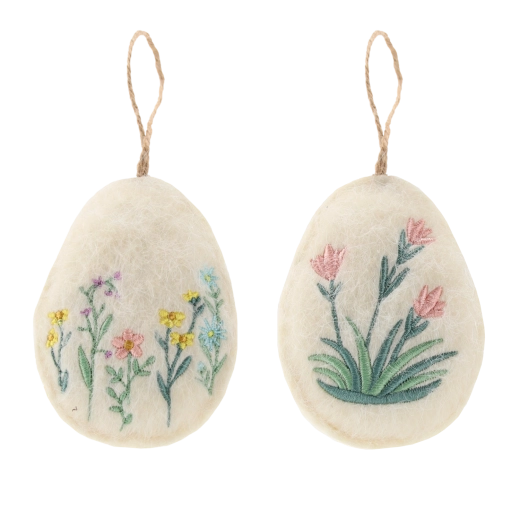 Easter hanging eggs with floral motif, set of 12